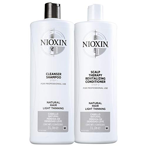Kit Nioxin Sistema 1 Cleanser Shampoo 1000ml + Scalp Revitalizer 1000ml (2 Produtos)