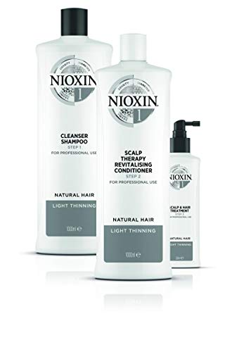 Kit Nioxin Sistema 1 Cleanser Shampoo 1000ml + Scalp Revitalizer 1000ml + Scalp Tratament 100ml (3 Produtos)