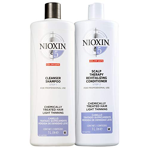 Kit Nioxin Sistema 5 Cleanser Shampoo 1000ml + Scalp Revitalizer 1000ml (2 Produtos)