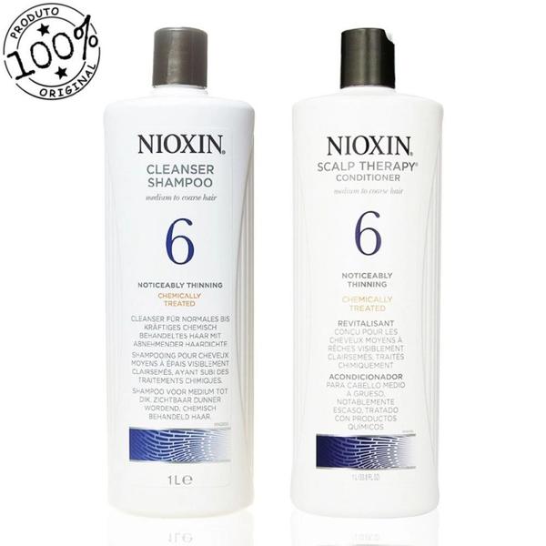 Kit Nioxin Sistema 6 Cleanser Shampoo 1000ml + Scalp Revitalizer 1000ml (2 Produtos) - Wella