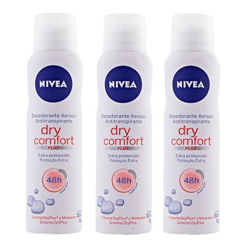 Kit Nivea Desodorante Aerosol Dry Comfort 3 Unidades
