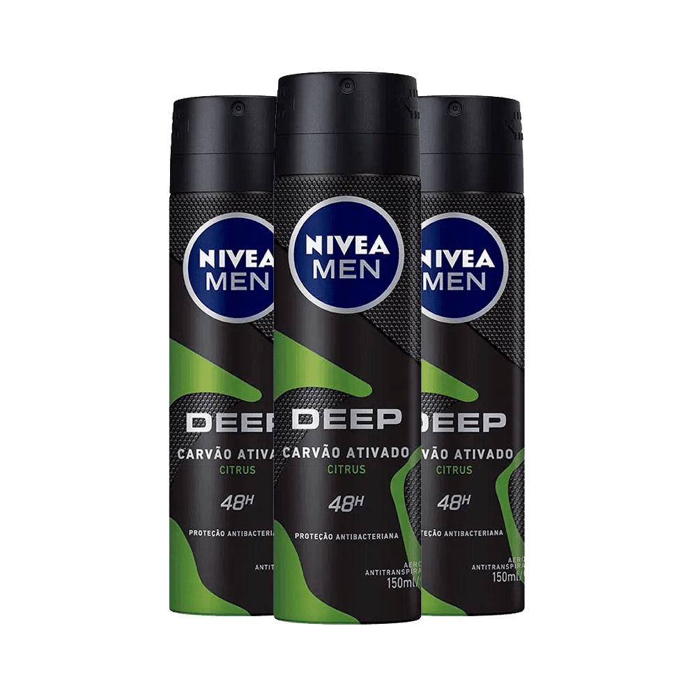 Kit Nivea Desodorante Aerosol Men Deep Citrus 150ml 3 Unidades