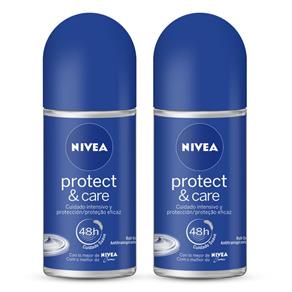 Kit Nivea Protect & Care Desodorante Roll-On 50ml Leve 2 Pague 1