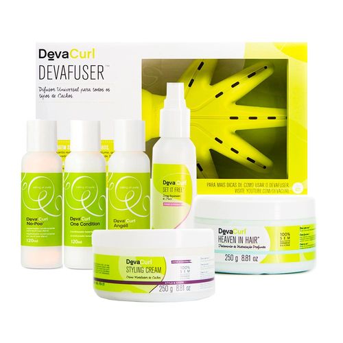 Kit no Poo, One Condition, Angéll, Set It Free, Heaven In Hair, Styling Cream + Devafuser - Devacurl