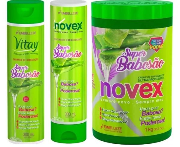 Kit Novex Babosão Creme Tratamento Com Shampoo E Condicionad