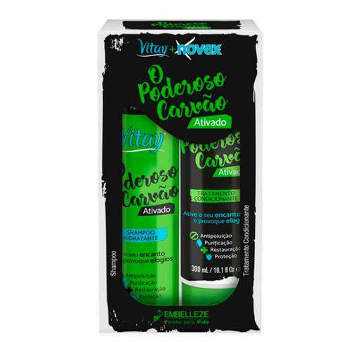 Kit Novex Vitay o Poderoso Carvão Ativado Shampoo e Condicionador - 300ml