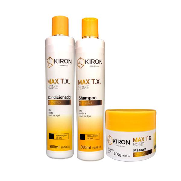 Kit Nutrição Shampoo + Condicionador + Máscara Kiron Cosméticos Max T.X. 3x300ml