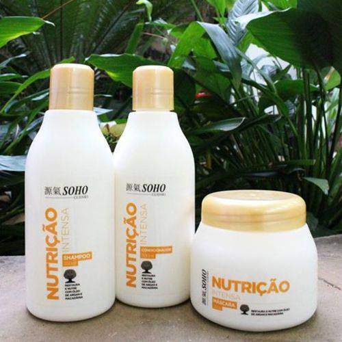 Kit Nutrição Soho Guenki para Hidratação Capilar - Shampoo 300ml, Condicionador 300ml e Máscara 250g