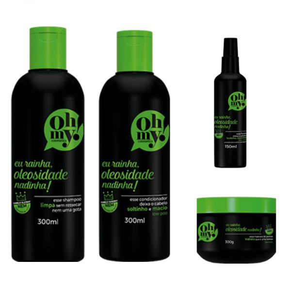Kit Oh My Shampoo Controla Oleosidade Hidratação 4 Itens - Oh My Cosmetics