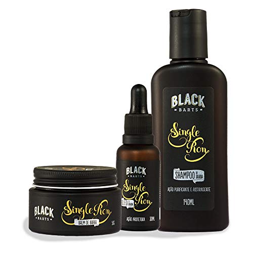 Kit Óleo + Balm + Shampoo para Barba Black Barts® Single Ron