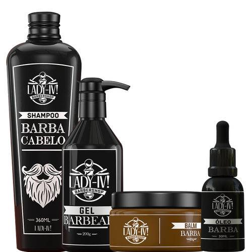 Kit Oleo Barba Beard Oil + Gel + Balm + Shampoo Barbudo