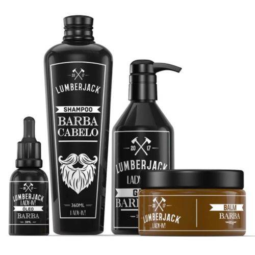 Kit Oleo Barba + Balm + Shampoo + Gel Barbear Transparente