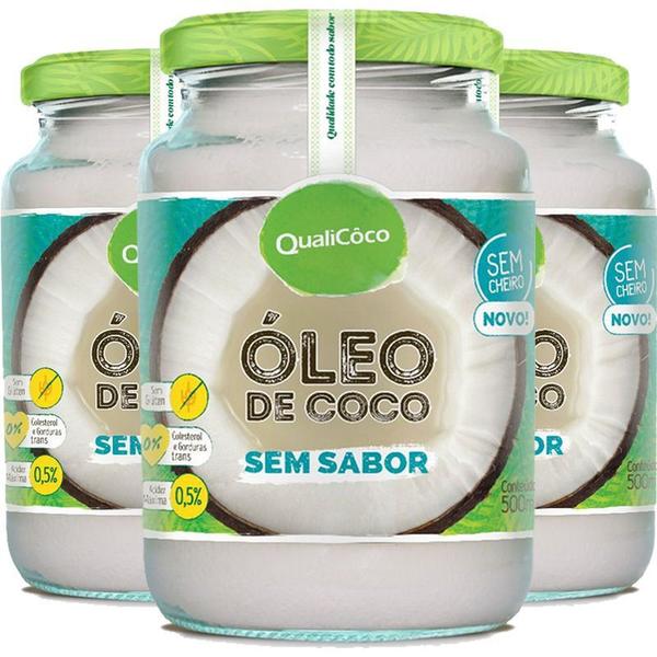Kit 3 Óleo de Coco Sem Sabor Qualicôco 500ml