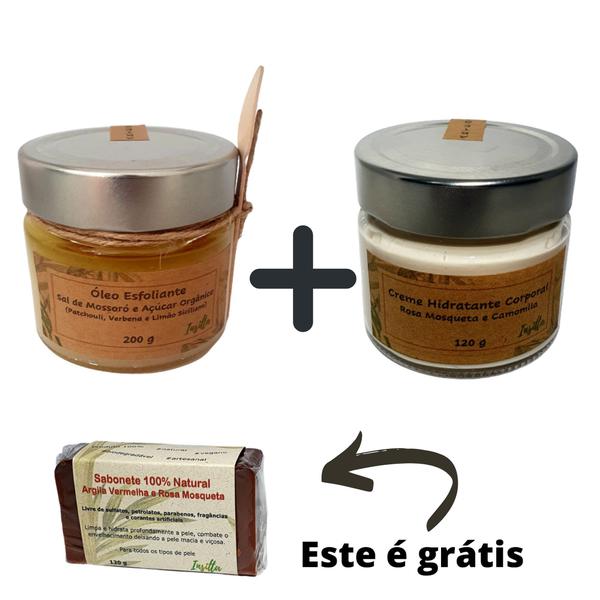 Kit Óleo Esfoliante + Creme Corporal = Sabonete de Argila Vermelha de Brinde - Insitta