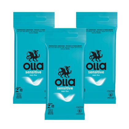 Kit Olla Preservativo Sensitive 6 Unid. com 3 Packs