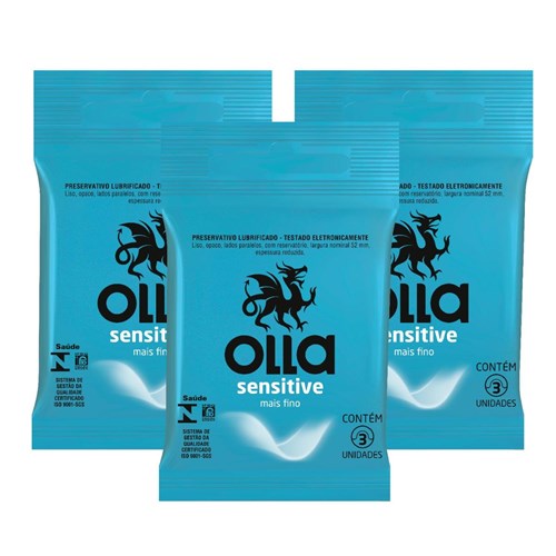 Kit Olla Preservativo Sensitive 3Uni. com 3 Packs