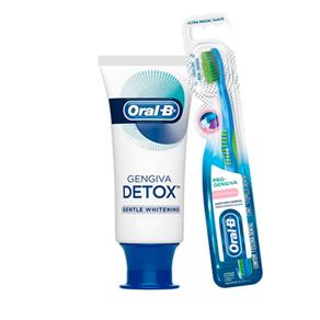 Kit Oral B Creme Dental Gengiva Detox Gentle Whitening 120g + Escova Dental Pro-Gengiva Ultra Macia