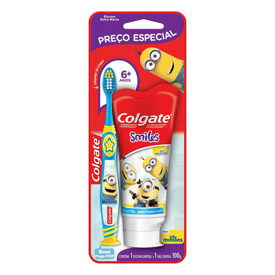 Kit Oral Infantil Colgate Escova Dental + Creme Dental Minions 100ml C/ Preço Especial