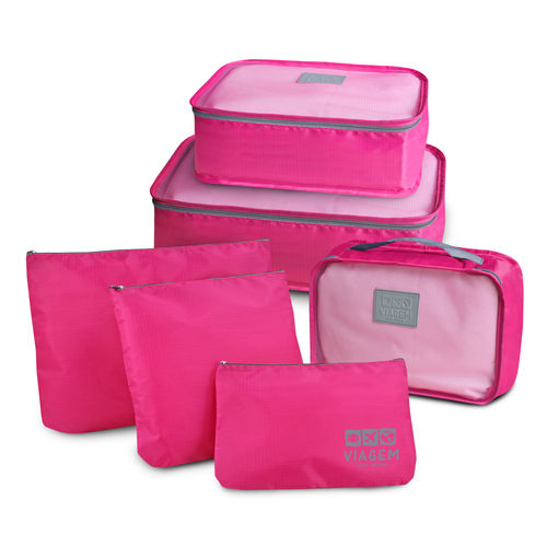 Kit Organizador de Malas de 6 Peças Pink - Jacki Design