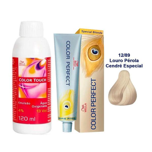 Kit Oxigenada Color Touch 4% 13vol 120ml e ColoraÇÃO Clareadora Color Perfect Special Blond 12/89 60 - Wella