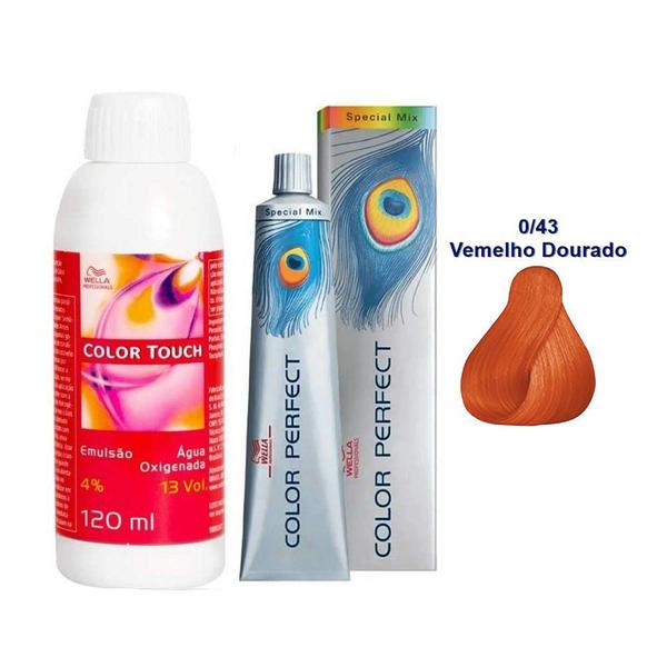 Kit Oxigenada Color Touch 4% 13vol 120ml e ColoraÇÃO Clareadora Color Perfect Special Mix 0/43 60ml - Wella