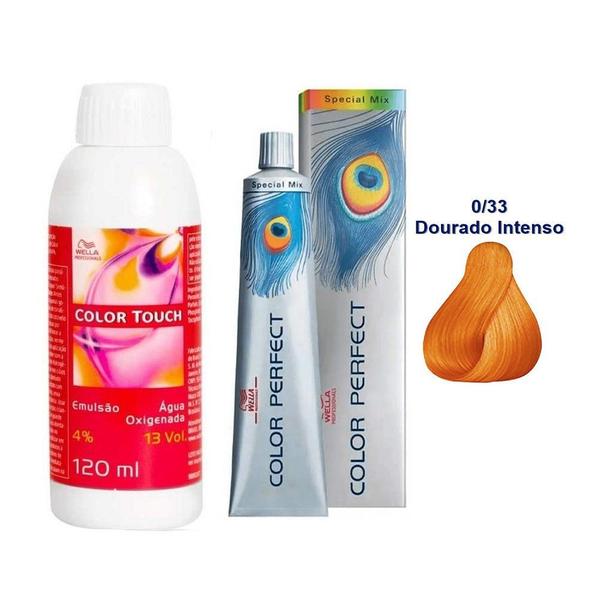 Kit Oxigenada Color Touch 4% 13vol 120ml e ColoraÇÃO Clareadora Color Perfect Special Mix 0/33 60ml - Wella