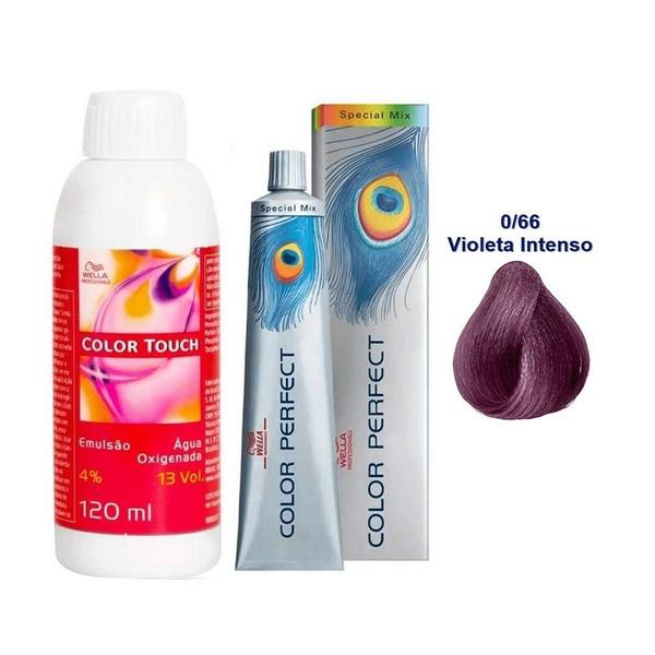 Kit Oxigenada Color Touch 4% 13vol 120ml e ColoraÇÃO Clareadora Color Perfect Special Mix 0/66 60ml - Wella