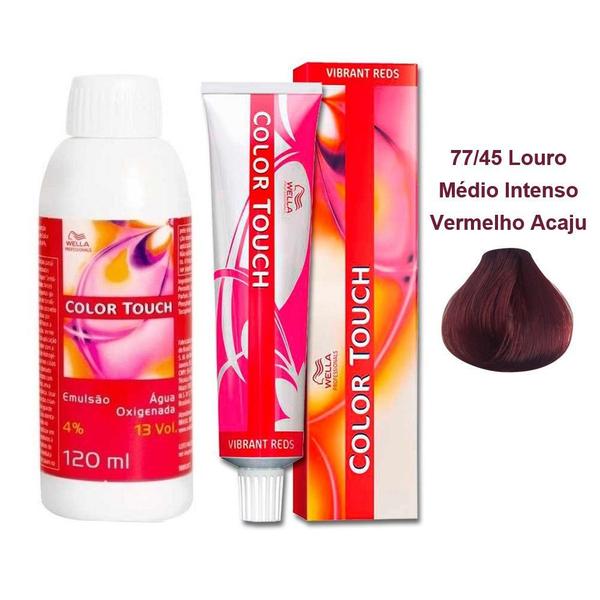 Kit Oxigenada Color Touch 4% 13vol 120ml e Tonalizante Color Touch 77/45 60g - Wella