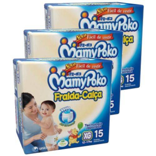 Kit 3 Pacotes Fralda-calça Infantil Mamypoko Xg 45 (3x15) Unidades