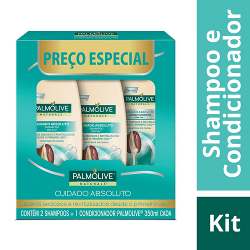 Kit Palmolive Naturals Cuidado Absoluto Promo 2 Shampoos 350ml + 1 Condicionador 350ml com Desconto KIT PALMOLIVE 2SH+1CO 350ML P ESP MANT CACAU