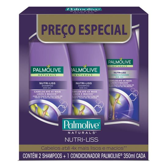 Kit Palmolive Naturals Nutri Liss Promo 2 Shampoos + 1 Condicionador 350ml C/ Desconto