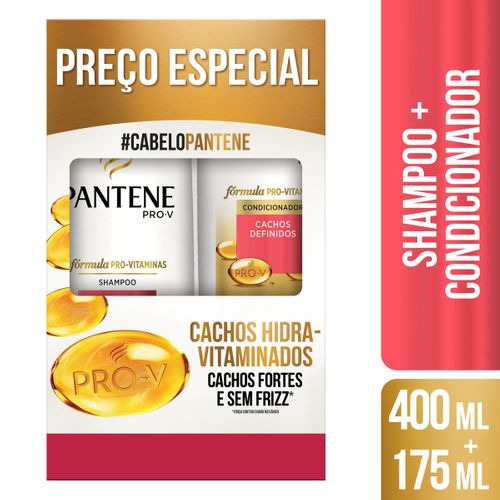 Kit Pantene Cachos Hidra-Vitaminados Shampoo 400ml + Condicionador 175ml