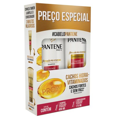 Kit Pantene Cachos Hidra Vitaminados Shampoo 400ml + Condicionador 175ml
