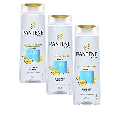Kit Pantene com 3 Shampoos Brilho Extremo 400ml