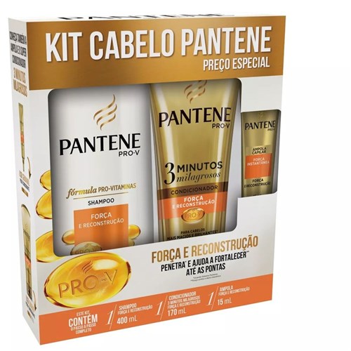 Kit Pantene Força e Reconstrução Shampoo 400Ml +Condicionador 175Ml
