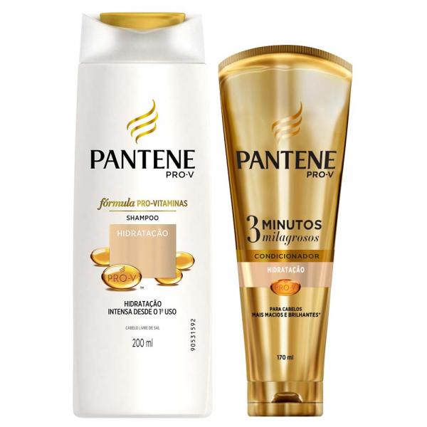 Kit Pantene Hidratação Shampoo 200ml + Condicionador 3 Minutos Milagrosos 170ml
