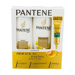 Kit Pantene Hidratação Shampoo 400Ml + Condicionador 200Ml + Ampola de Tratamento 15Ml