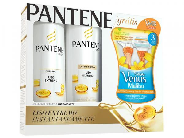 Kit Pantene Liso Extremo - Shampoo 400 Ml + Condicionador 400 Ml + Gillette