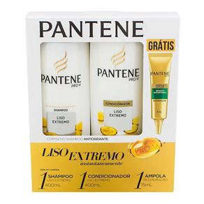 Kit Pantene Liso Extremo Shampoo 400Ml + Condicionador 200Ml + Ampola de Tratamento 15Ml