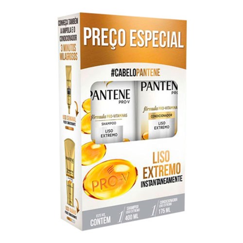 Kit Pantene Liso Extremo Shampoo 400Ml + Condicionador 175Ml
