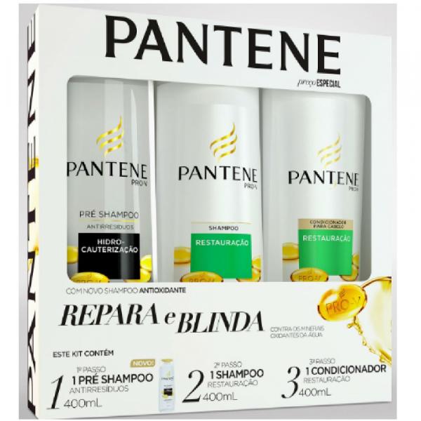 Kit Pantene Restauração Pré Shampoo 400ml + Shampoo 400ml + Condicionador 400ml - Tenys Pe