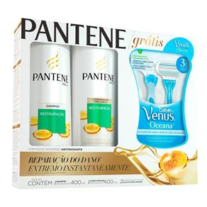 Kit Pantene Restauração Shampoo 400ml + Condicionador 200ml + Aparelho Gillette Venus Oceana