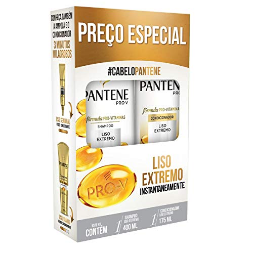 Kit Pantene Shampoo 400ml + Condicionador 175ml Liso Extremo