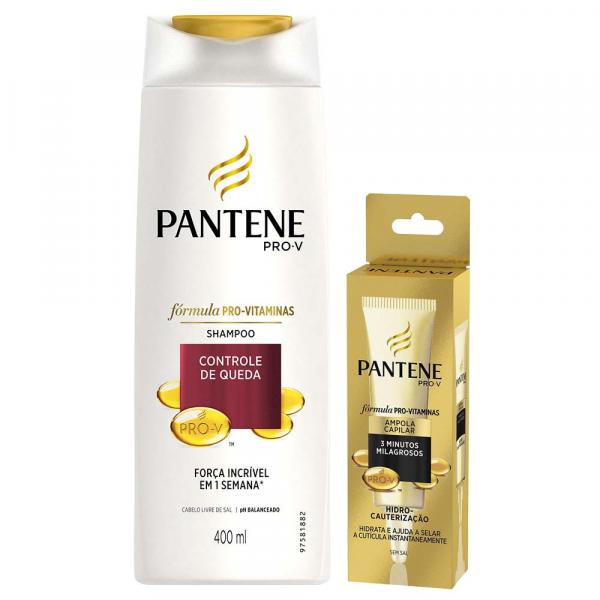 Kit Pantene Shampoo Controle de Queda 400ml + Ampola Hidro Cauterização 15ml