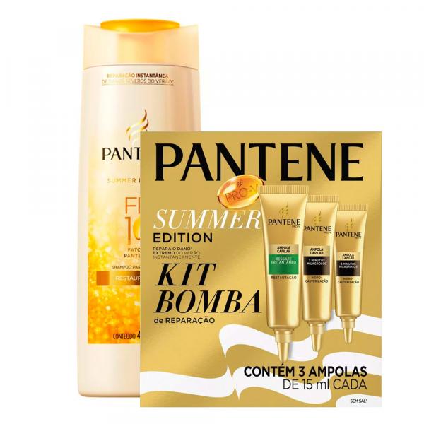 Kit Pantene Summer Shampoo 400ml + Ampola de Tratamento 3 Unidades