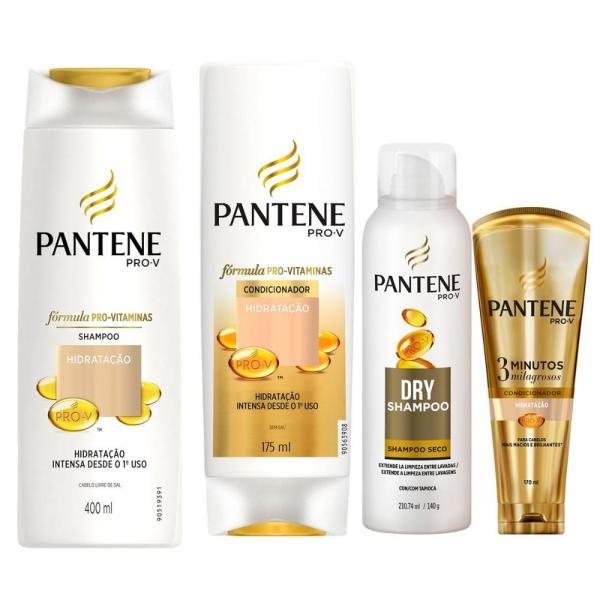 Kit Pantenehidratação + Shampoo Pantene à Seco Dry 140g