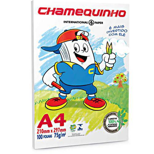 Kit Papel Sulfite Chamequinho A4 200 Folhas Cor Branco