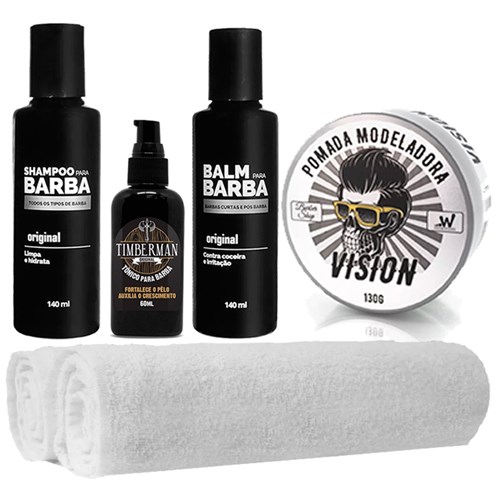 Kit Barba Shampoo Tônico 2 Toalhas Balm Usebarba