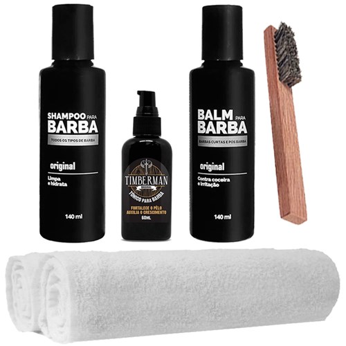 Kit para Barba Balm 2 Toalhas Shampoo Tônico Escova Usebarba