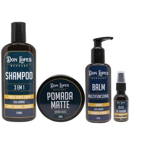 Kit para Barba Completo Combo Don Shampoo 3 em 1 e Pomada